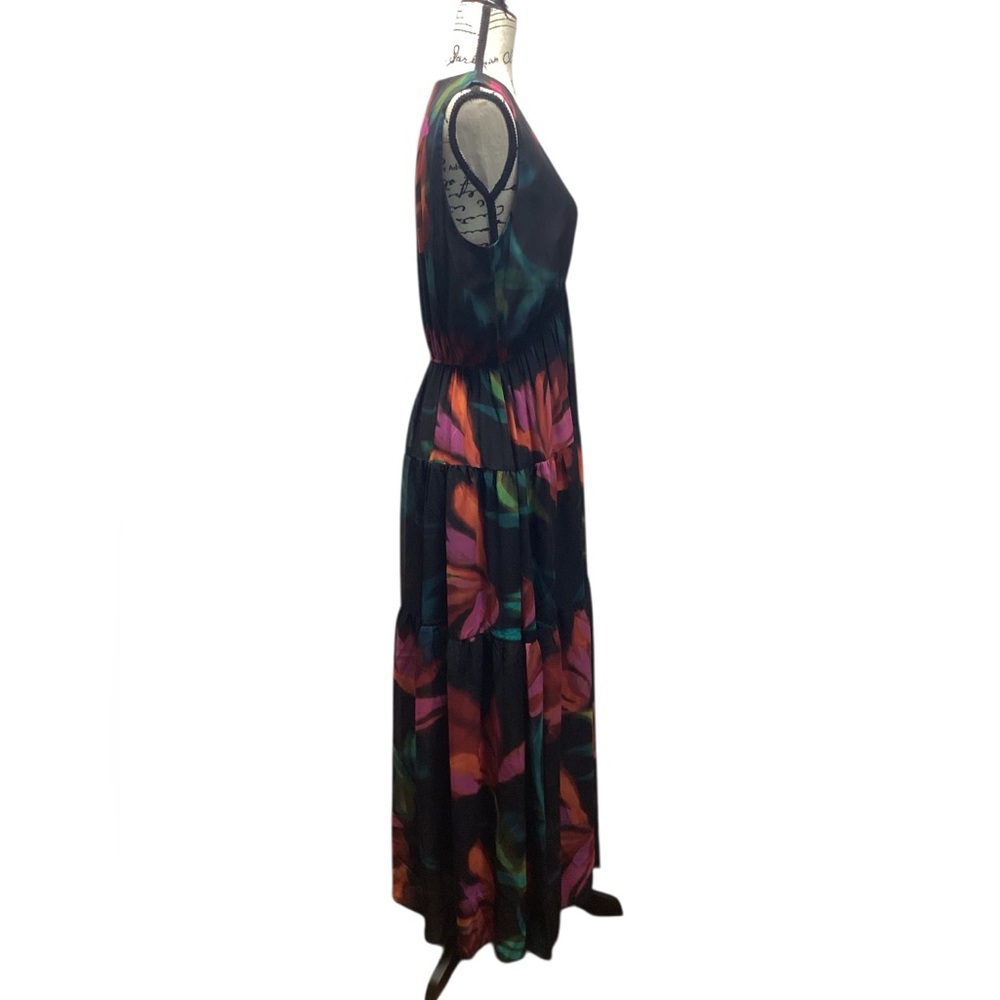 Robbie Bee Empire waist sleeveless Wedding Guest midi dress black floral size 12 - Picture 7 of 13